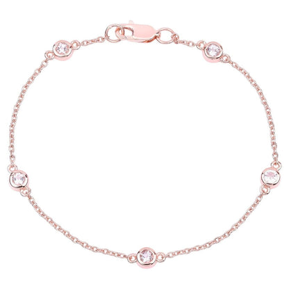 Morganite Bracelet 0.44 Carats Gold Plated Silver