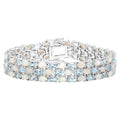 Blue Topaz Tennis Bracelet With Opal 22.2 Carats Sterling Silver