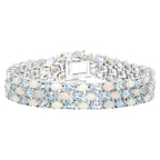 Blue Topaz Tennis Bracelet With Opal 22.2 Carats Sterling Silver