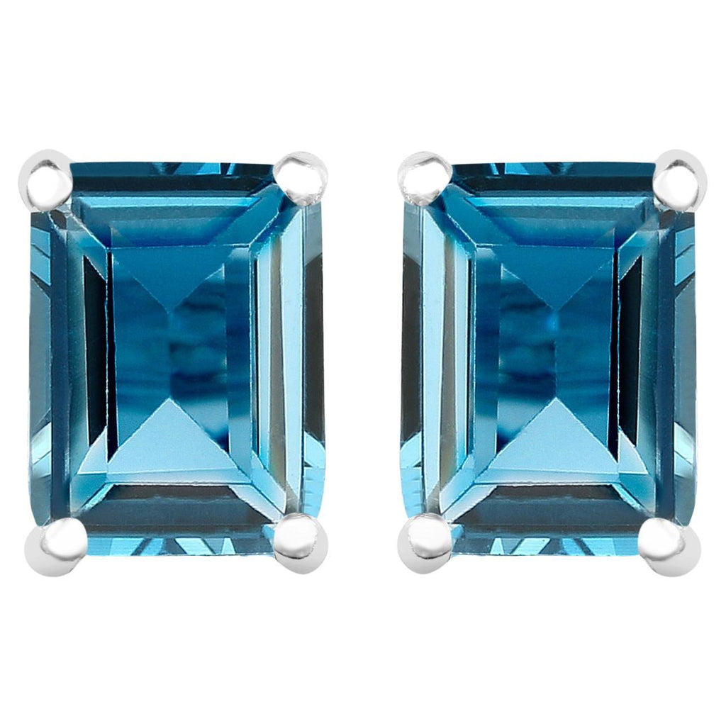 London Blue Topaz Stud Earrings 3.88 Carats