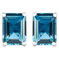 London Blue Topaz Stud Earrings 3.88 Carats