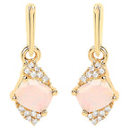 Natural Ethiopian Opal Earrings With Diamonds 0.54 Carats 14K Yellow Gold