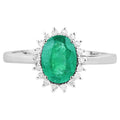 Zambian Emerald Ring With Diamonds 1.3 Carats 10K White Gold