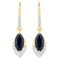 Blue Sapphire Dangle Earrings Diamonds 2.7 Carats 14K Yellow Gold