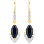Blue Sapphire Dangle Earrings Diamonds 2.7 Carats 14K Yellow Gold
