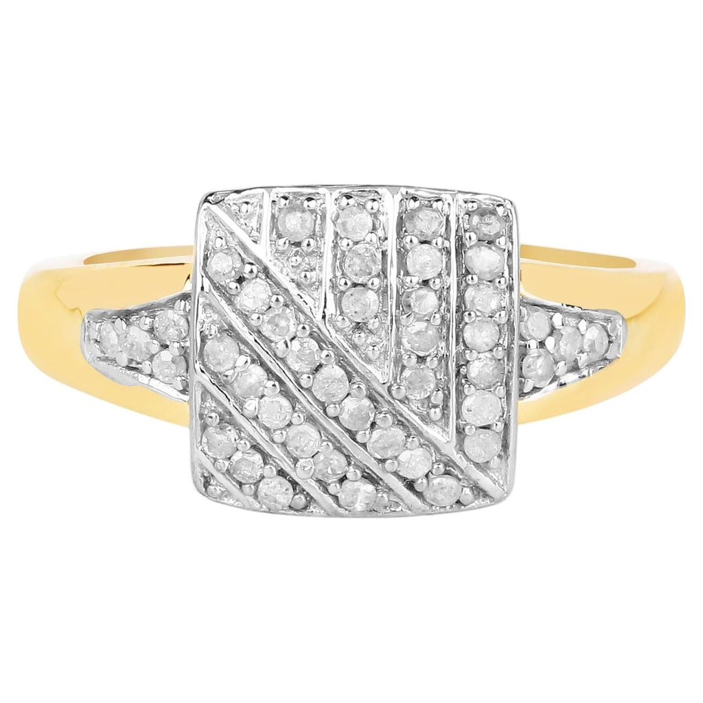 Diamond Ring 0.22 Carats Gold Plated Silver