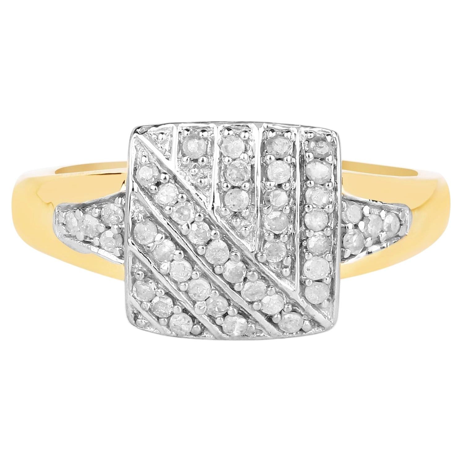 Diamond Ring 0.22 Carats Gold Plated Silver