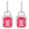 Pink Topaz Earrings With Diamonds 7.8 Carats Sterling Silver