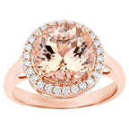 Morganite Ring With Diamonds 3.58 Carats 14K Rose Gold