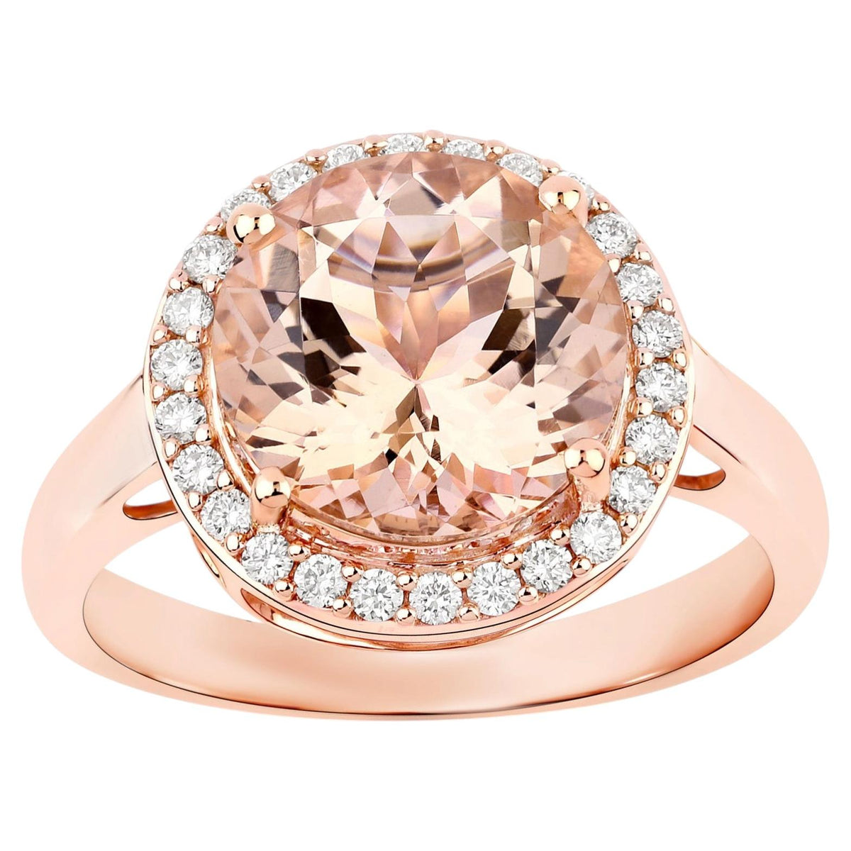 Morganite Ring With Diamonds 3.58 Carats 14K Rose Gold