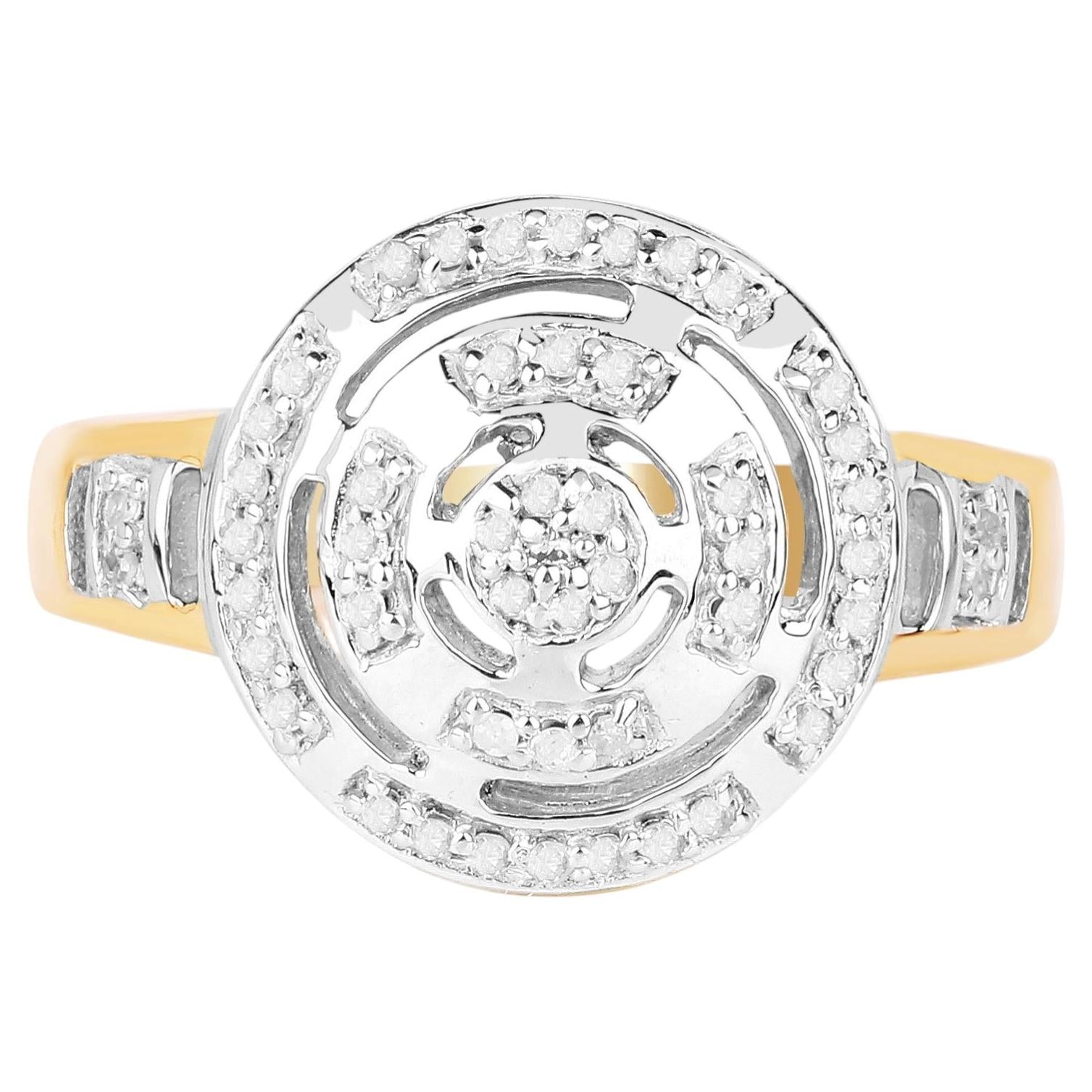 Diamond Ring 0.2 Carats Gold Plated Silver