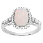 Ethiopian Opal Ring With White Topaz 1.46 Carats Sterling Silver