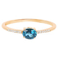 London Blue Topaz Ring With Diamonds 0.4 Carats 10K Yellow Gold