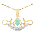 Emerald Mom Pendant With White Topaz 0.54 Carats Gold Plated Silver