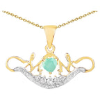 Emerald Mom Pendant With White Topaz 0.54 Carats Gold Plated Silver