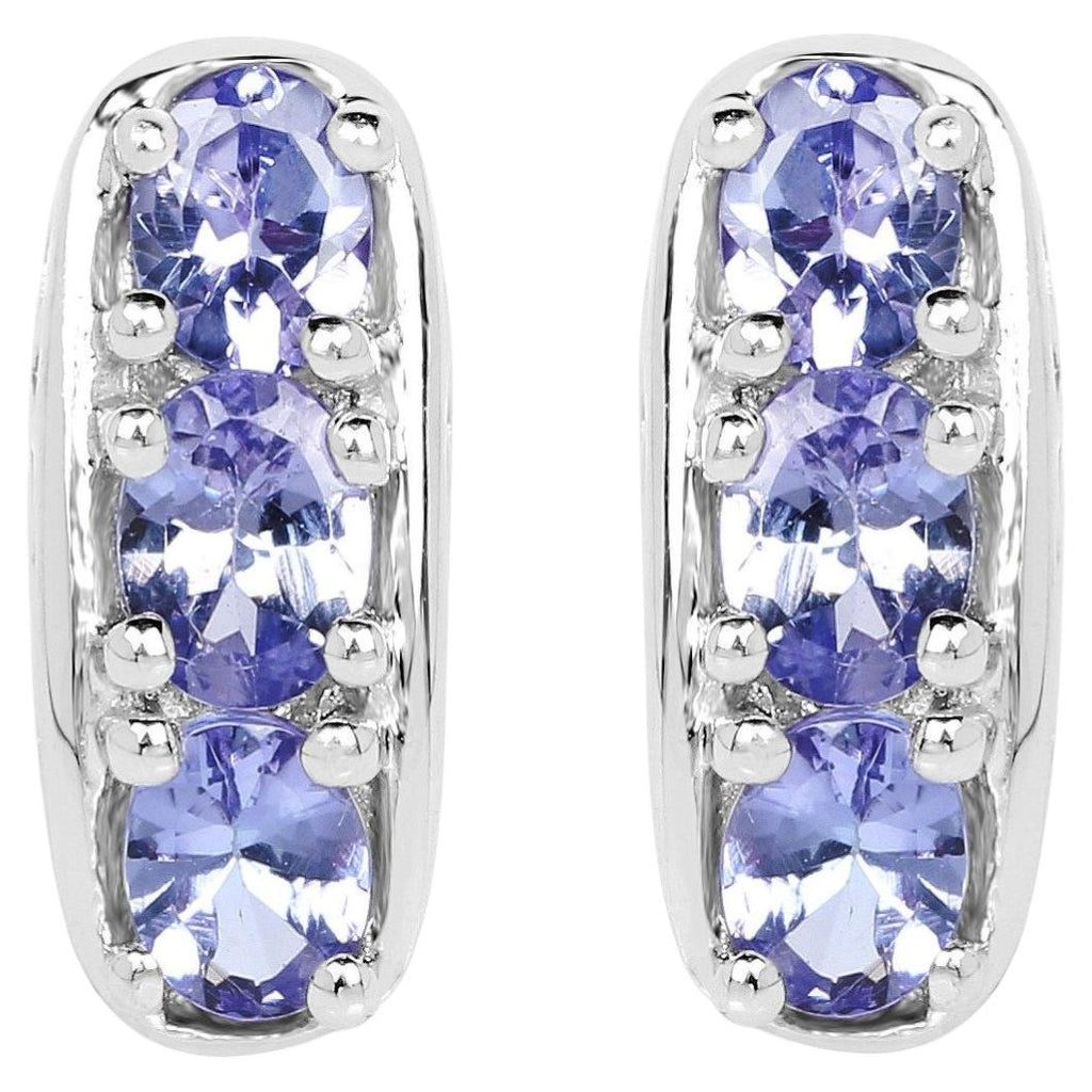 Tanzanite Stud Earrings 1.18 Carats Sterling Silver