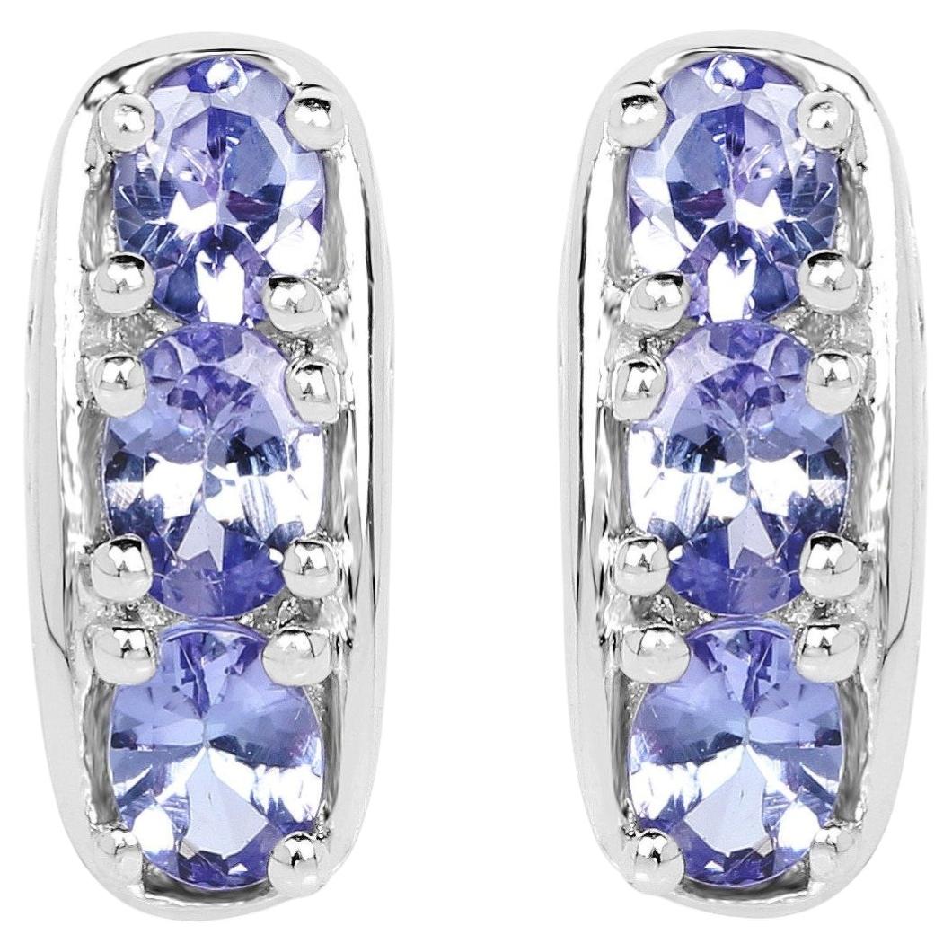 Tanzanite Stud Earrings 1.18 Carats Sterling Silver