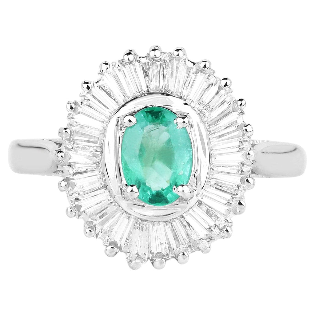 Zambian Emerald Ring With White Topaz 2.12 Carats Sterling Silver