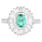 Zambian Emerald Ring With White Topaz 2.12 Carats Sterling Silver