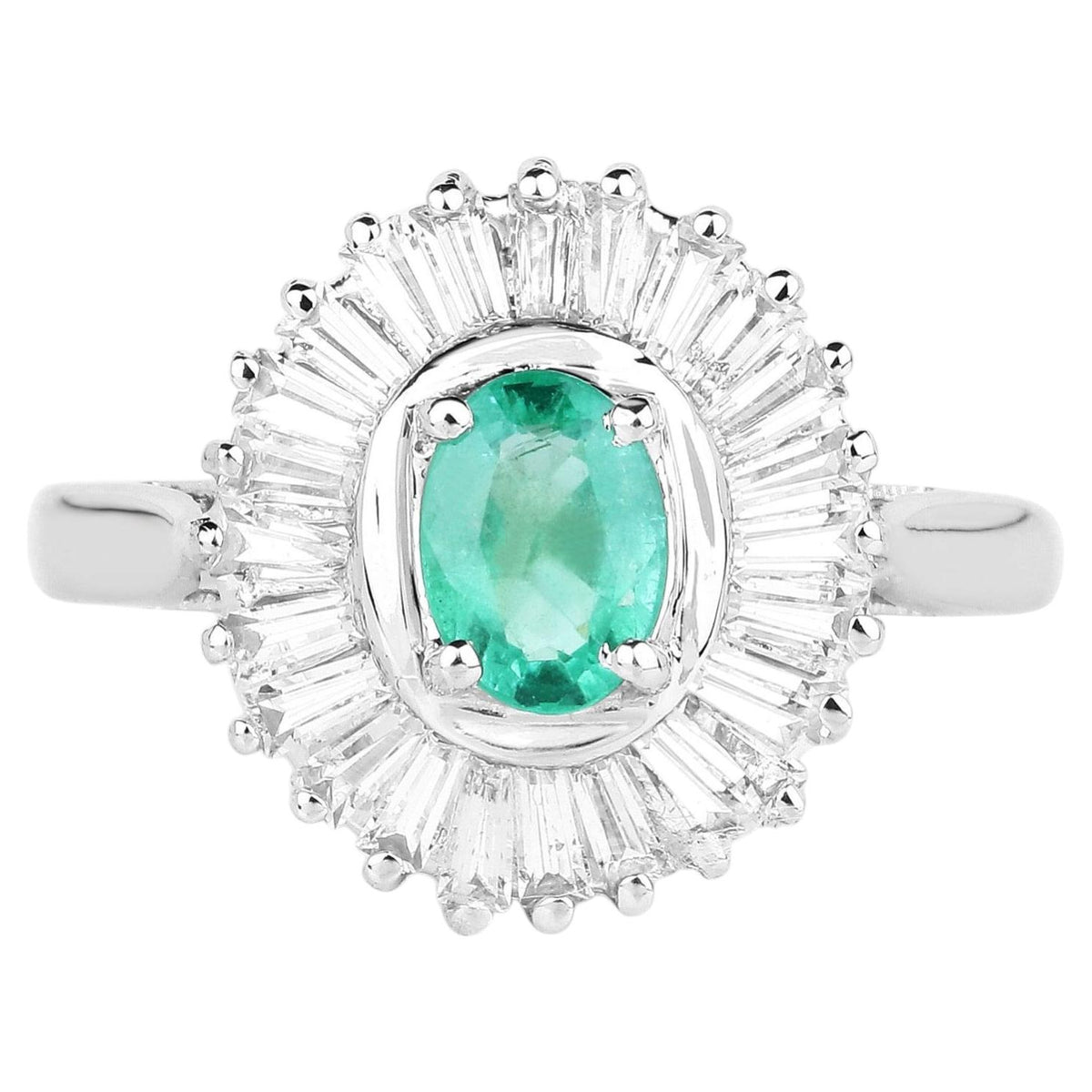 Zambian Emerald Ring With White Topaz 2.12 Carats Sterling Silver