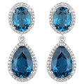 London Blue Topaz Earrings Diamond Setting 11.45 Carats Total