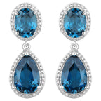 London Blue Topaz Earrings Diamond Setting 11.45 Carats Total