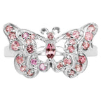 Pink Tourmaline Butterfly Ring 0.74 Carats Sterling Silver