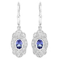 Natural Tanzanite Earrings With White Topaz 1.08 Carats Sterling Silver