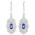 Natural Tanzanite Earrings With White Topaz 1.08 Carats Sterling Silver