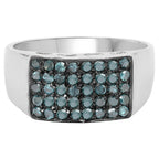 Blue Diamond Ring 0.46 Carats Sterling Silver