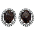 Smoky Quartz Earrings With Diamonds 2.34 Carats Sterling Silver
