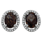 Smoky Quartz Earrings With Diamonds 2.34 Carats Sterling Silver