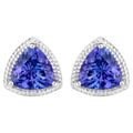 Natural Tanzanite Stud Earrings 4.22 Carats 14K White Gold