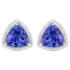 Natural Tanzanite Stud Earrings 4.22 Carats 14K White Gold