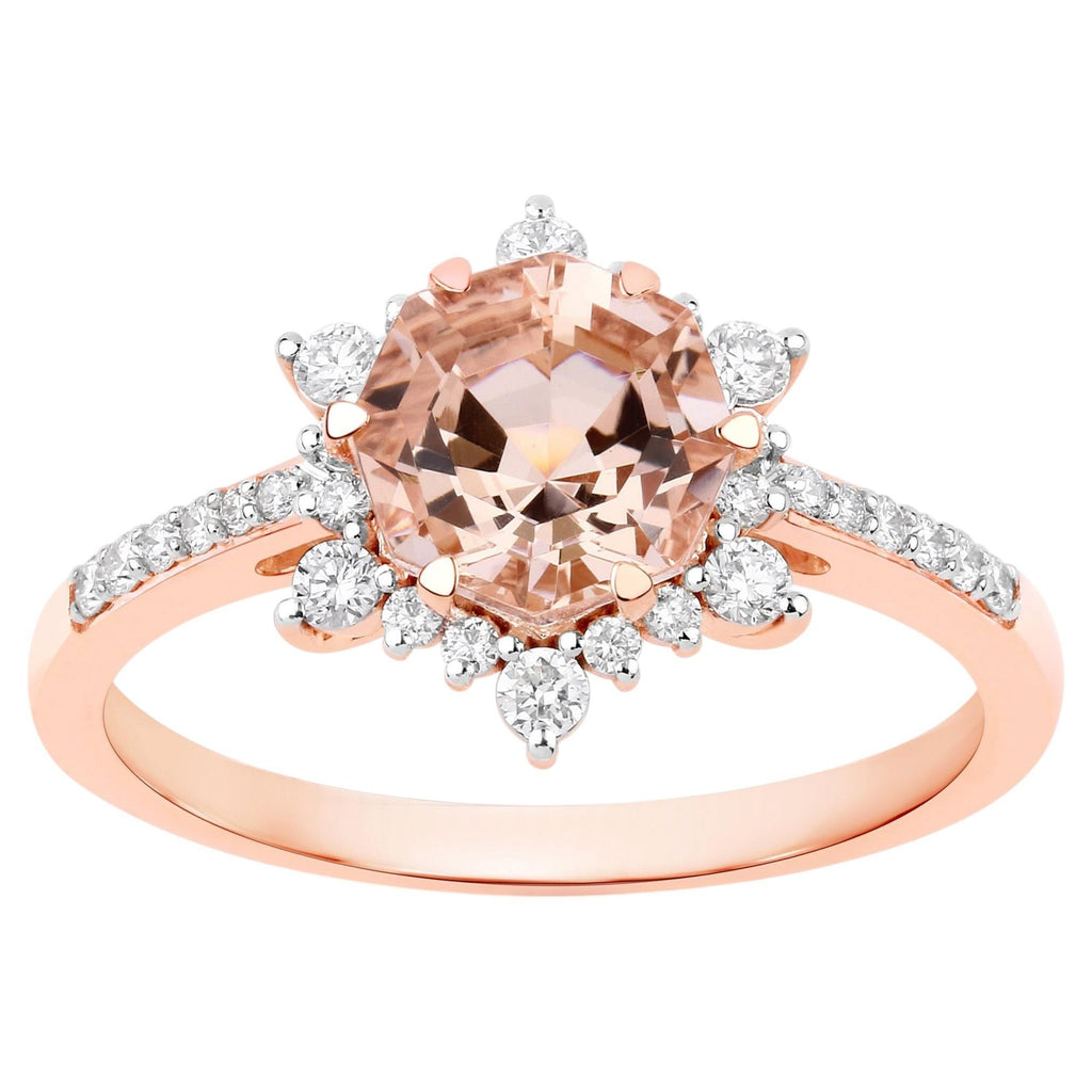 Morganite Ring With Diamonds 1.7 Carats 14K Rose Gold