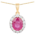 Ruby Pendant With Diamonds 2.52 Carats 18K Yellow Gold