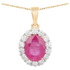 Ruby Pendant With Diamonds 2.52 Carats 18K Yellow Gold