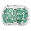 Emerald Ring With White Topaz 2.16 Carats Sterling Silver