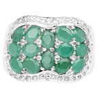 Emerald Ring With White Topaz 2.16 Carats Sterling Silver