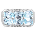 Blue Topaz Ring 3.58 Carats Sterling Silver
