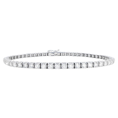 Diamond Tennis Bracelet Round Brilliant Cut 4 Carats 18K White Gold