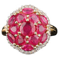 Natural Ruby Ring With White Topaz 4.60 Carats Gold Plated Silver
