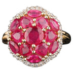 Natural Ruby Ring With White Topaz 4.60 Carats Gold Plated Silver