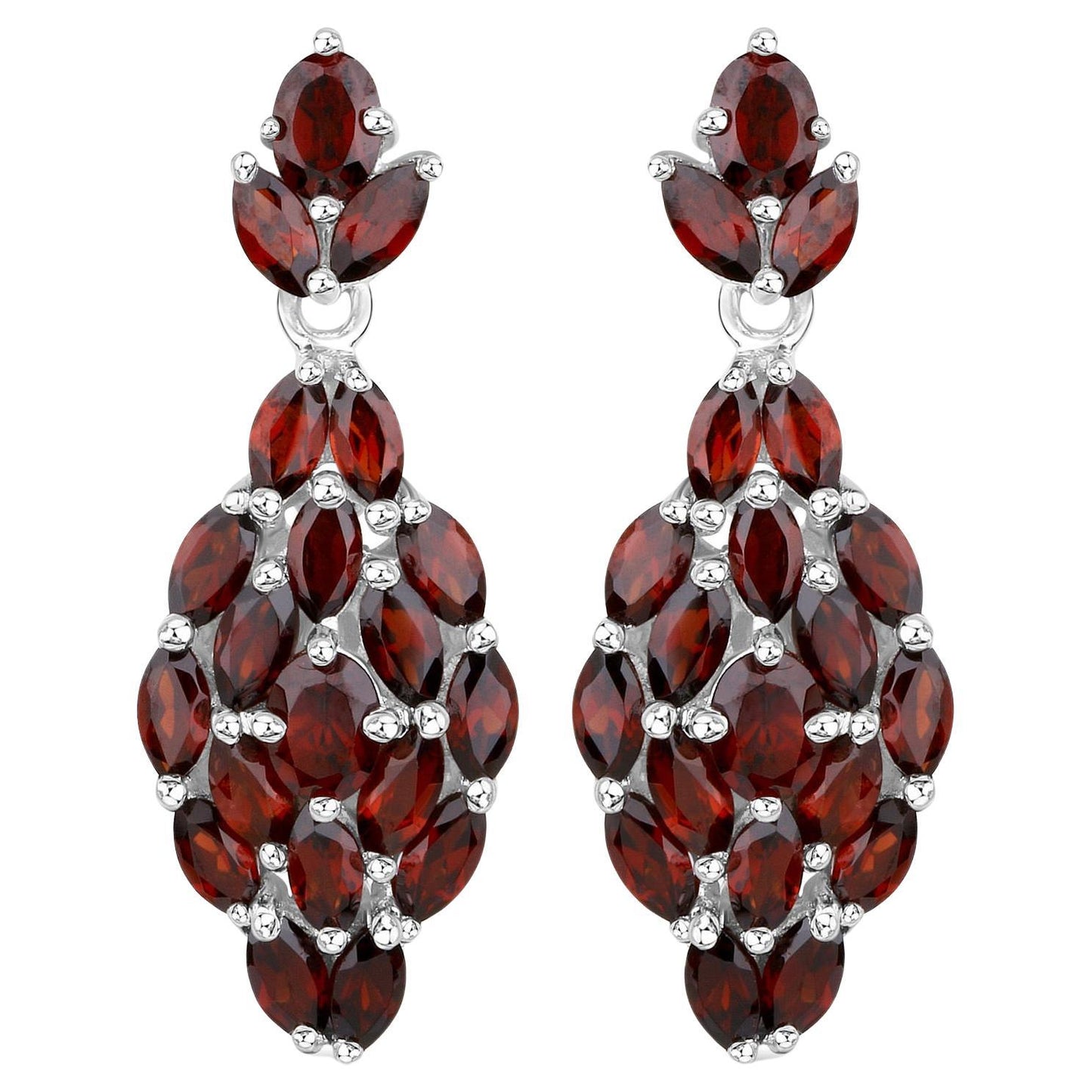 Natural Garnet Dangle Earrings 5 Carats Total