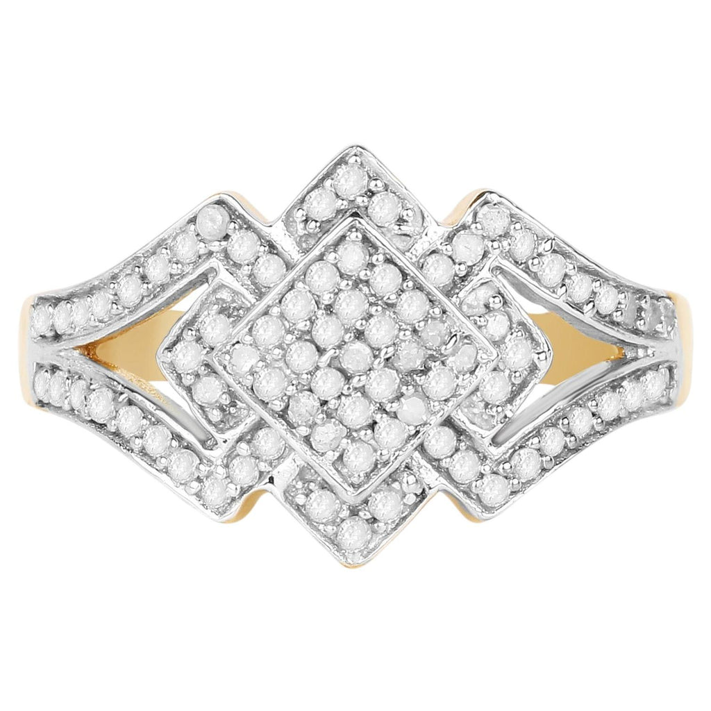 Diamond Ring 0.3 Carats Gold Plated Silver