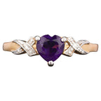 Amethyst Ring With Diamonds 0.43 Carats 9K Yellow Gold