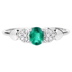 Zambian Emerald Ring With Diamonds 0.32 Carats 14K White Gold
