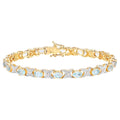 Aquamarine Bracelet White Diamonds 6.5 Carats 14K Gold Plated Silver