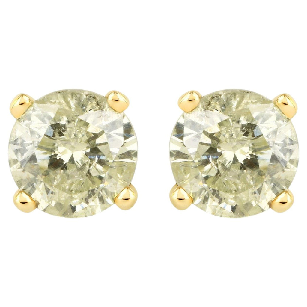 Diamond Stud Earrings 1.14 Carats 14K Yellow Gold