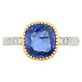 Blue Sapphire Ring With Diamonds 2.42 Carats 18K Yellow Gold